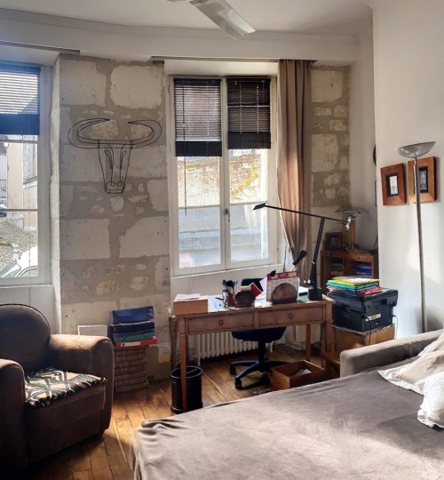 Dans un bel immeuble en pierre à deux pas de la Cathédrale de Bourges appartement rénové avec gout avec parkin