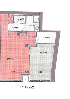Appartement T2 d’une surface de 61m2 et son stationnement privatif